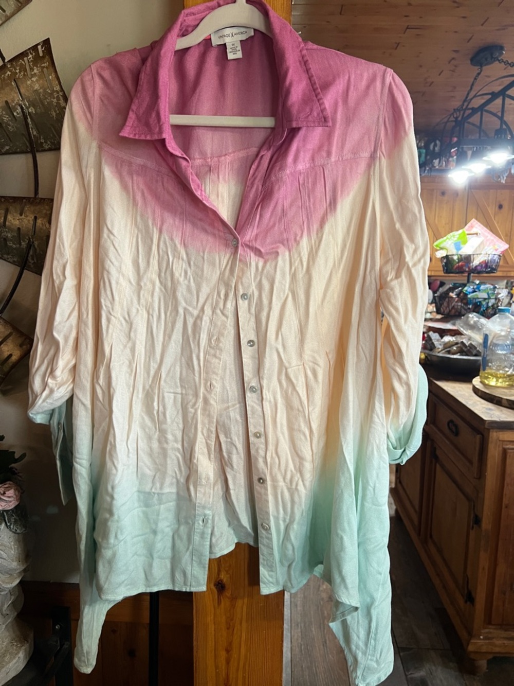 Vintage America Pink Textured Blouse